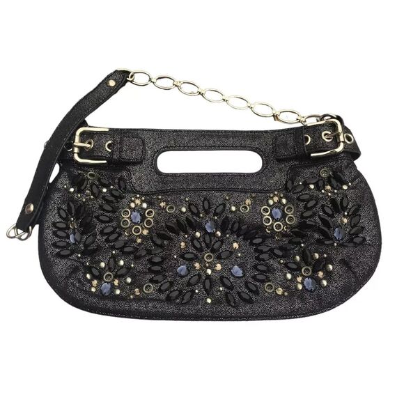 Rafe New York gunmetal gray embellished formal evening clutch purse - Picture 1 of 13